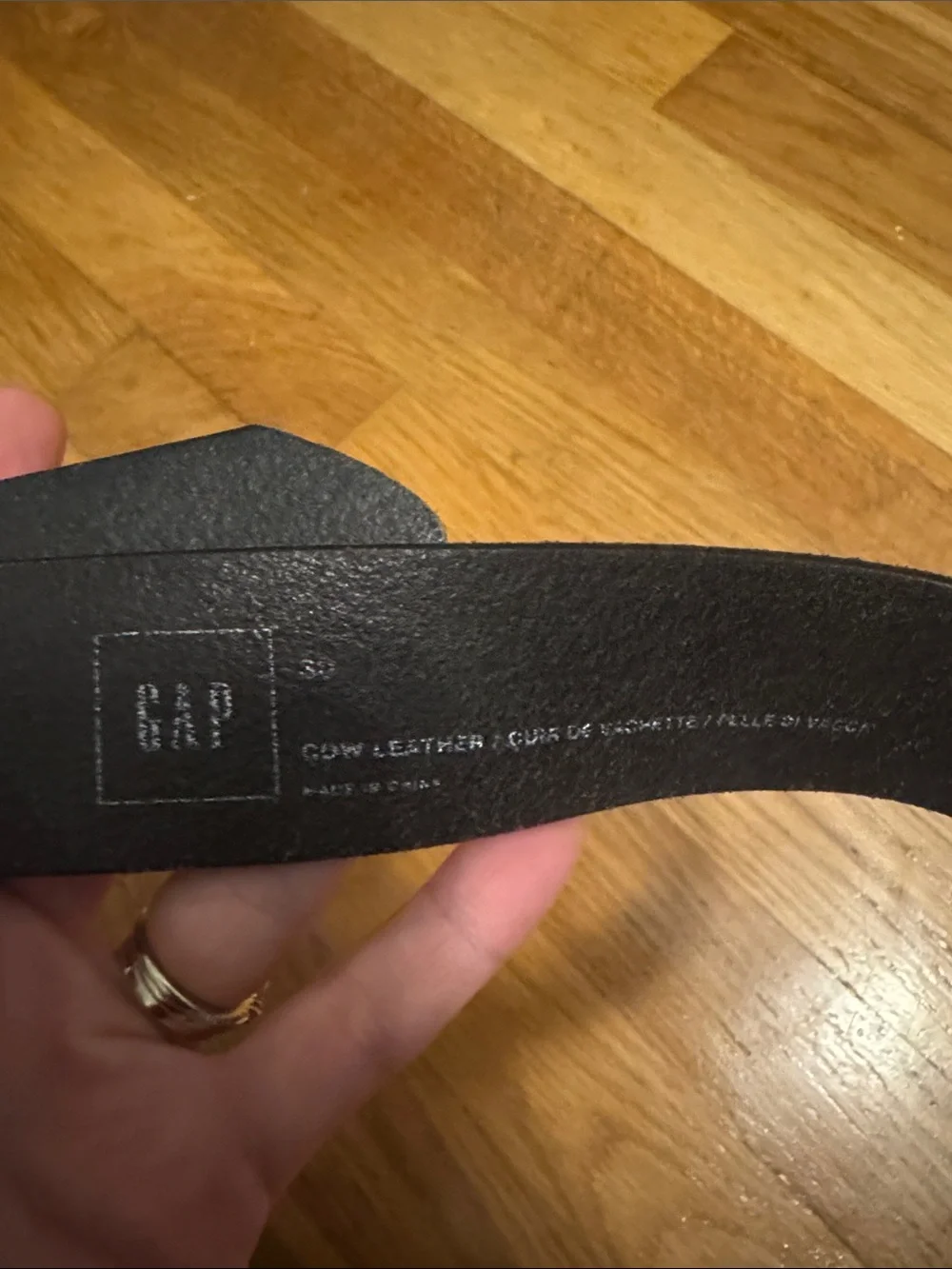 GAP Men's Black Leather Belt with Silver Buckle